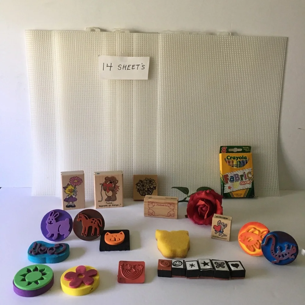 Vintage Suzy's Zoo Wooden Rubber Stamps Craft Foam Mesh Sheet Bundle